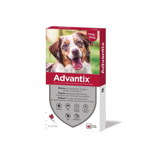 ADVANTIX 4 x 2,5ml. 10-25 Kg. 4 Pipetas