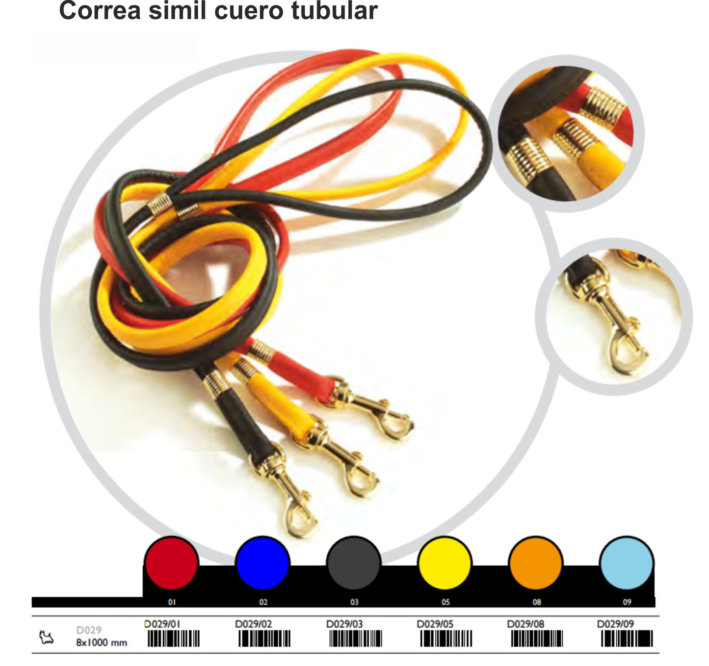 CORREA SIMIL CUERO TUBULAR 8X1000MM.ROJO