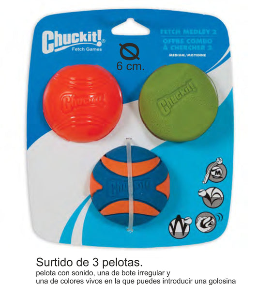 CHUCKIT SURTIDO PELOTAS 3PACK